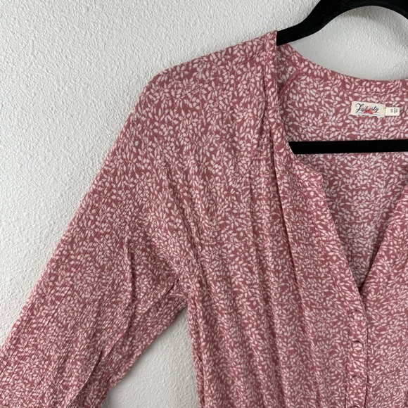 Faherty Montara Leaf Batik Long Sleeve Dress Pink Floral Casual Boho Women Small - Picture 6 of 16